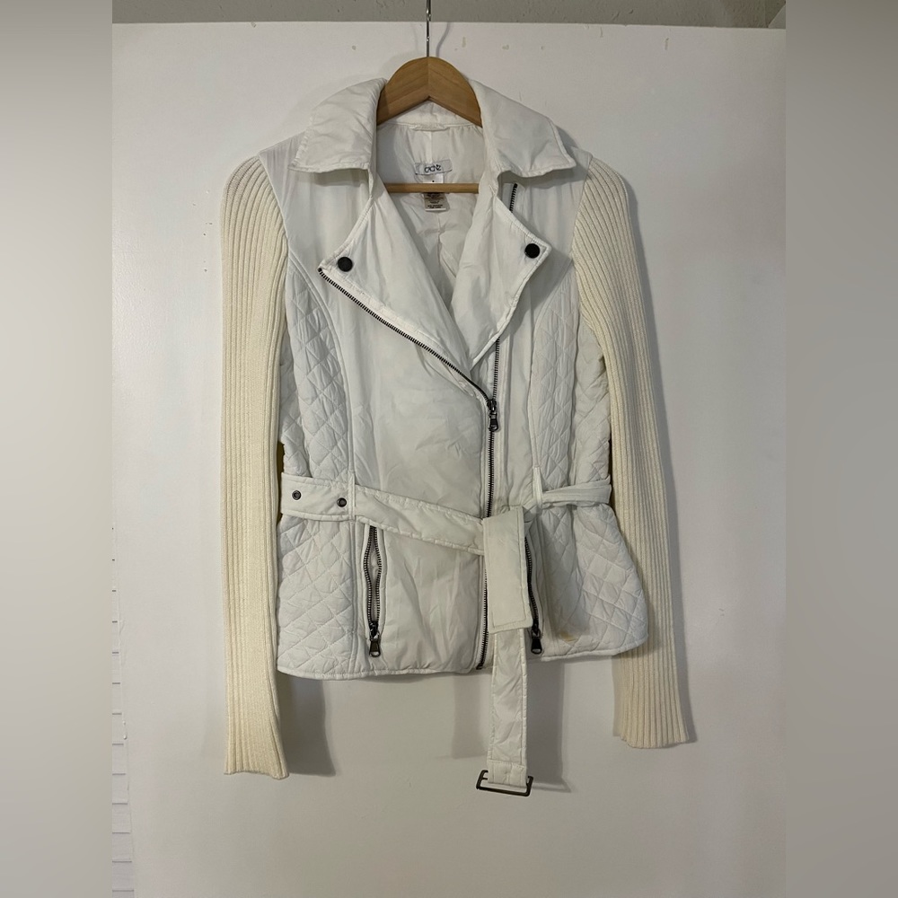 White Cache Sweater Jacket with Belt. Size Small.